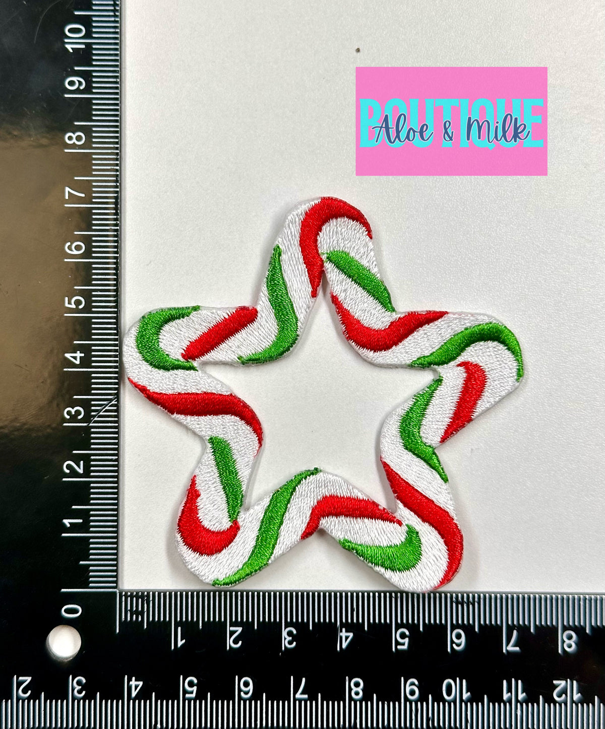 Christmas Candy Cane Star, Christmas patches, candy cane patch