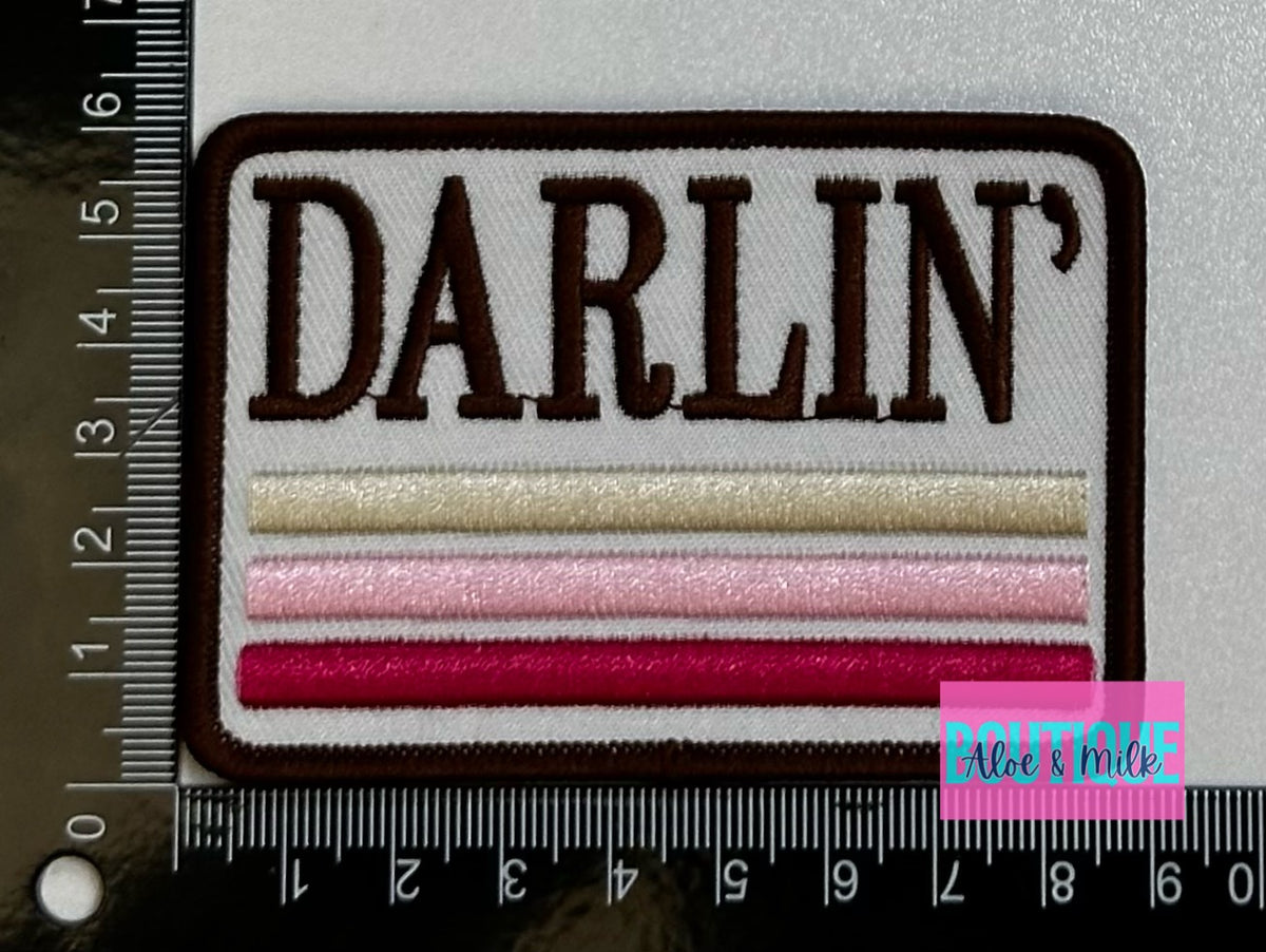 Darlin' Pink and Brown iron on patch