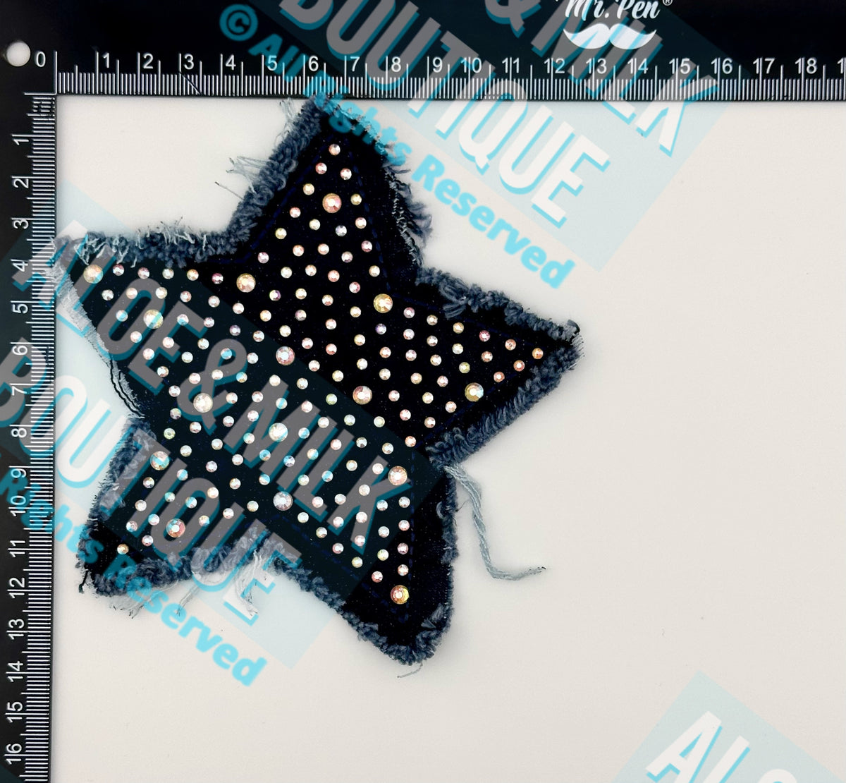 Denim Star Patch 5" and 3", denim star, game day patch, cheer patches, football star patch