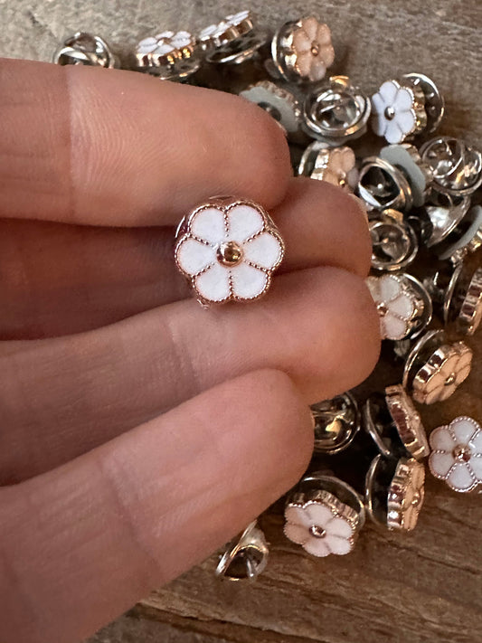 White Flower Enamel Hat Pin