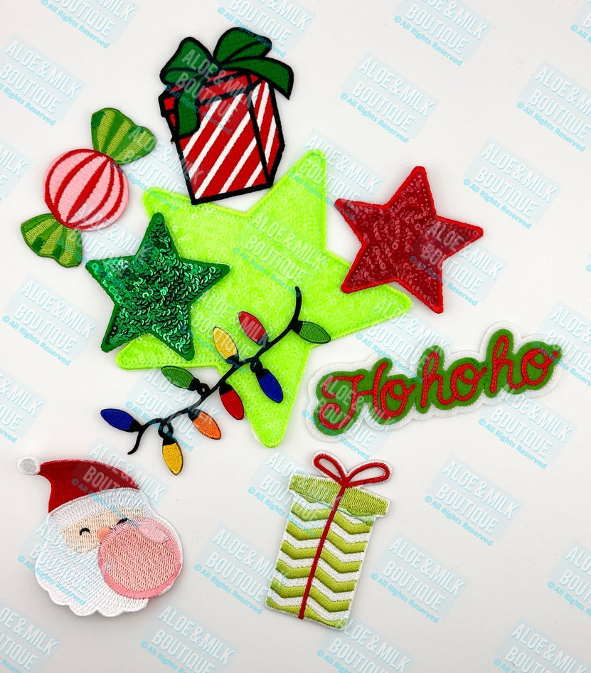 Chainstitch Ho Ho Ho, Christmas Patch, Holiday, Santa