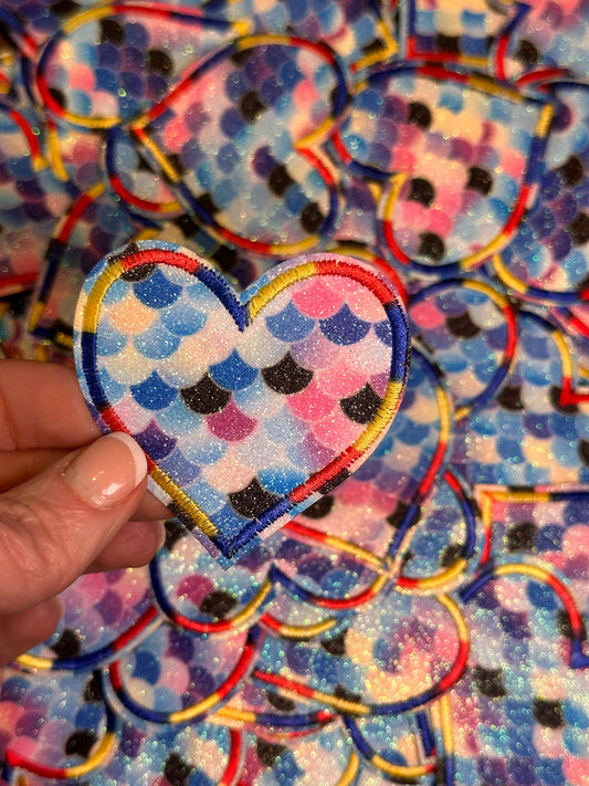 Mermaid Sparkle Heart, heart patches, mermaid patch