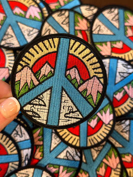Peace Nature Scene Round Iron on Patch