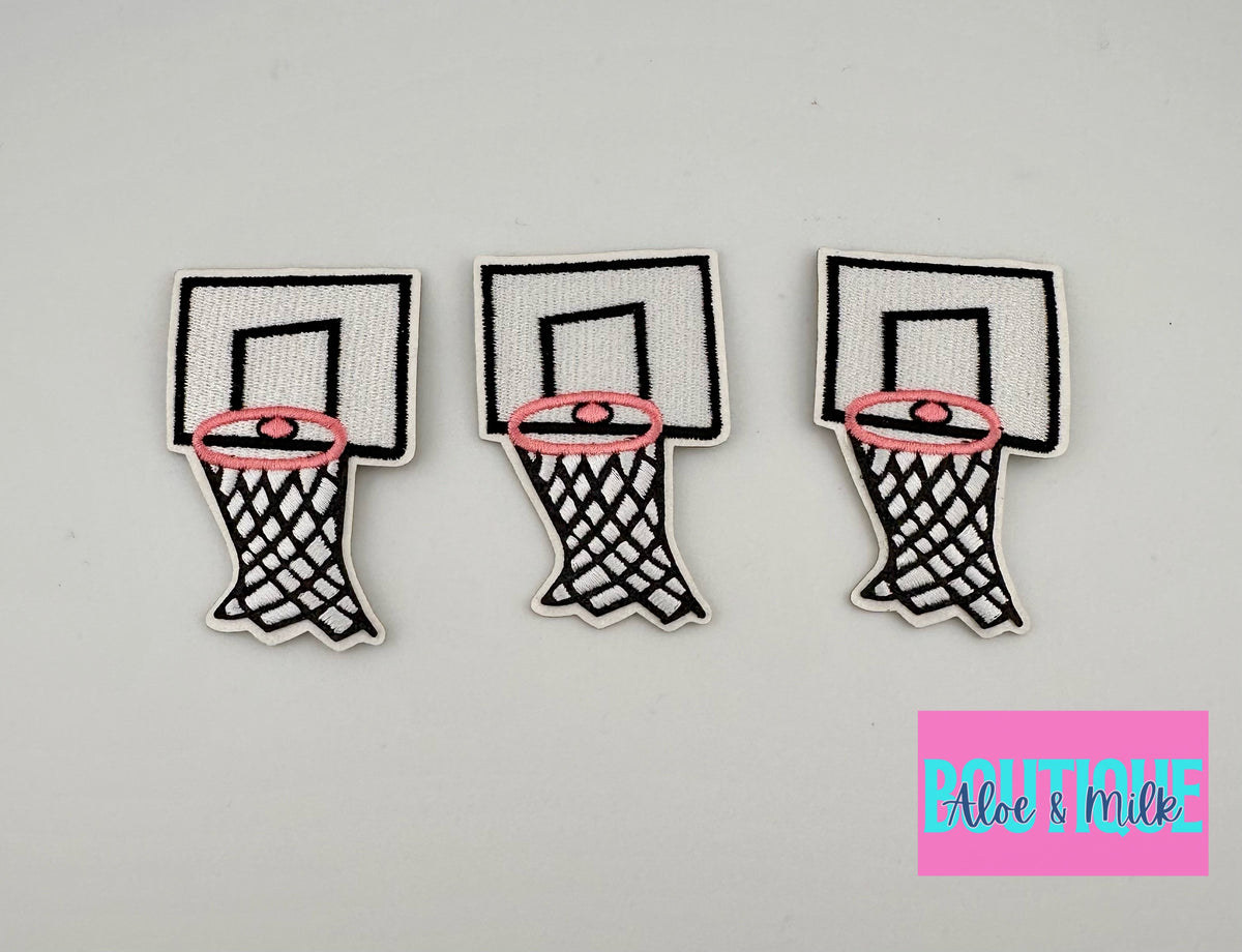 Basketball Net w/Glitter, basketball patches, basketball patch, game day patches