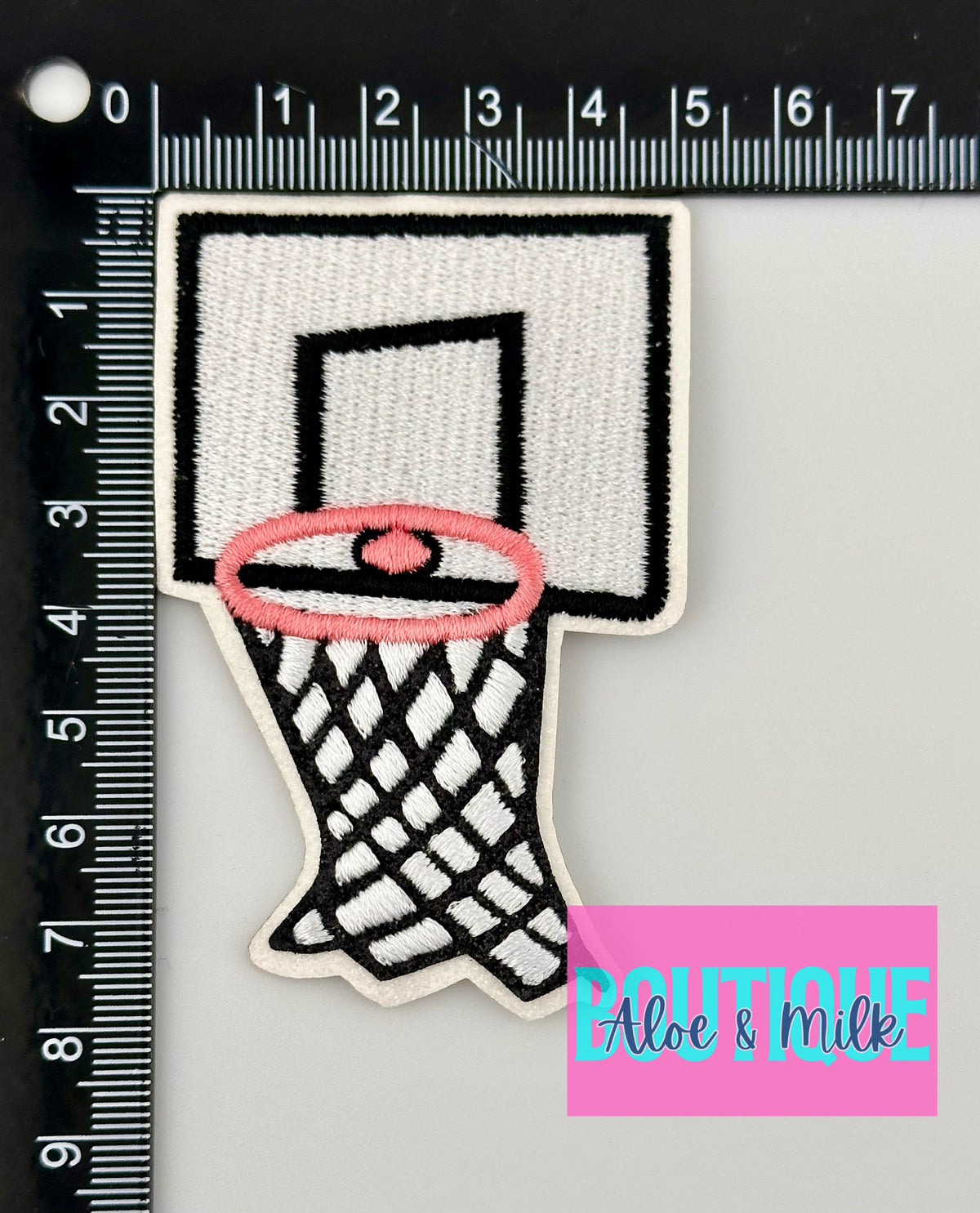 Basketball Net w/Glitter, basketball patches, basketball patch, game day patches