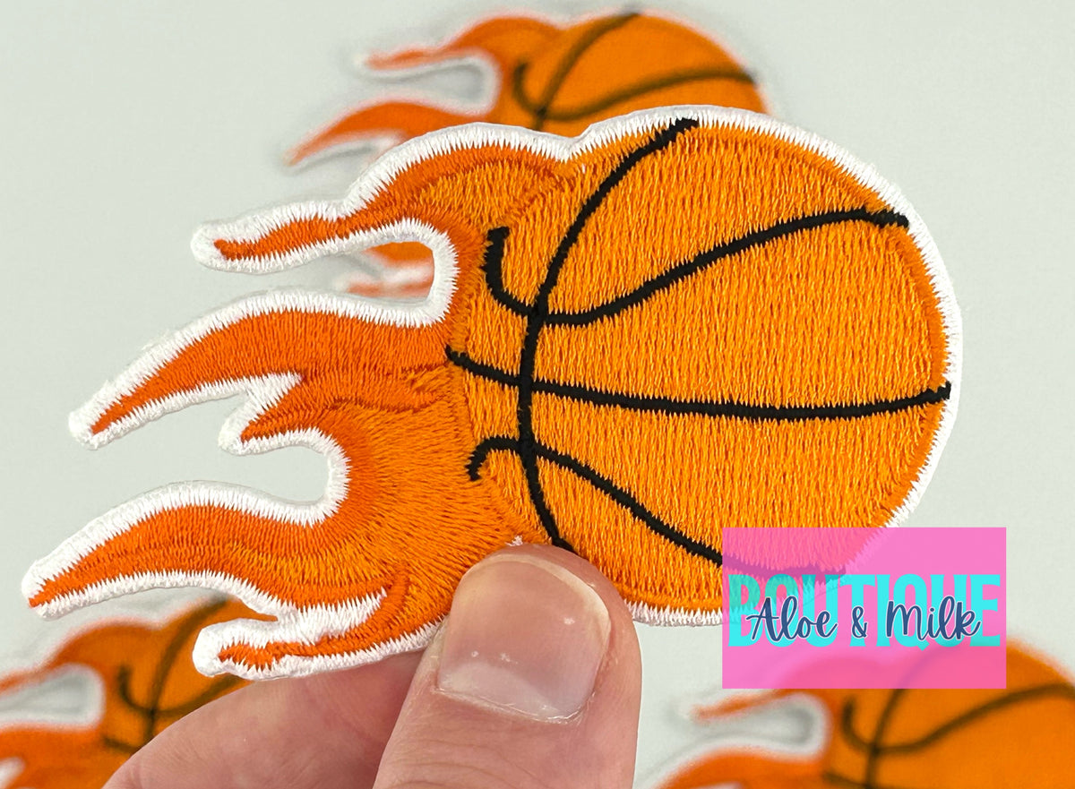 Basketball Patch with flames, basketball patch, game day patch, team patches
