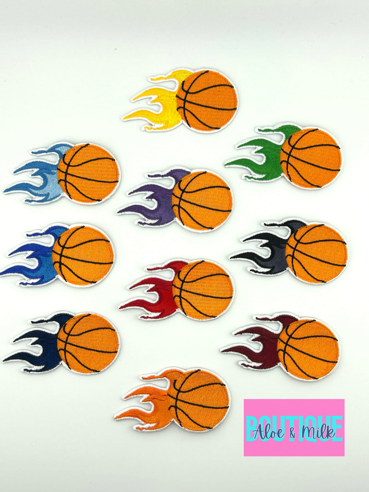 Basketball Patch with flames, basketball patch, game day patch, team patches