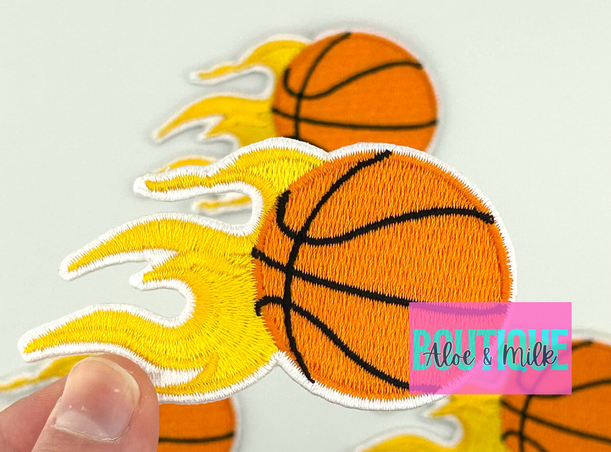 Basketball Patch with flames, basketball patch, game day patch, team patches