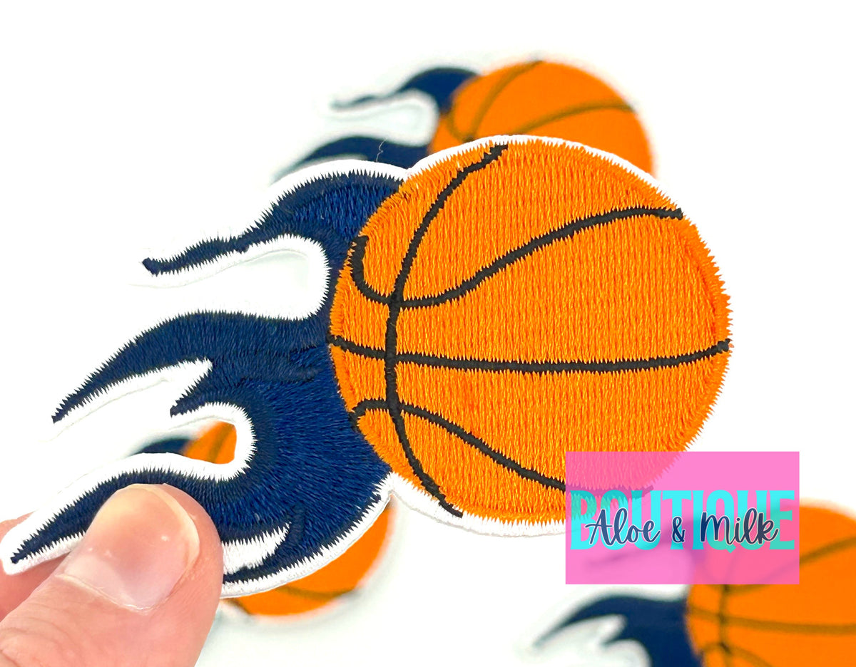 Basketball Patch with flames, basketball patch, game day patch, team patches