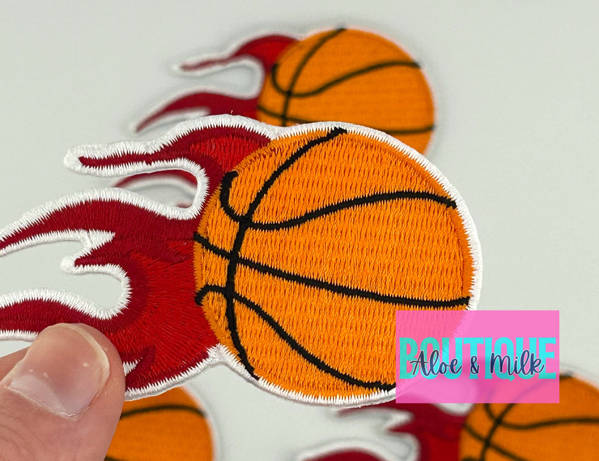 Basketball Patch with flames, basketball patch, game day patch, team patches