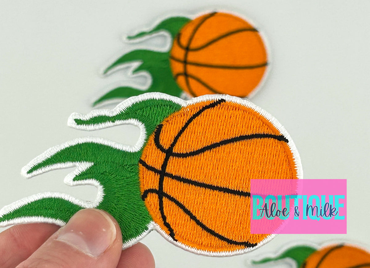 Basketball Patch with flames, basketball patch, game day patch, team patches