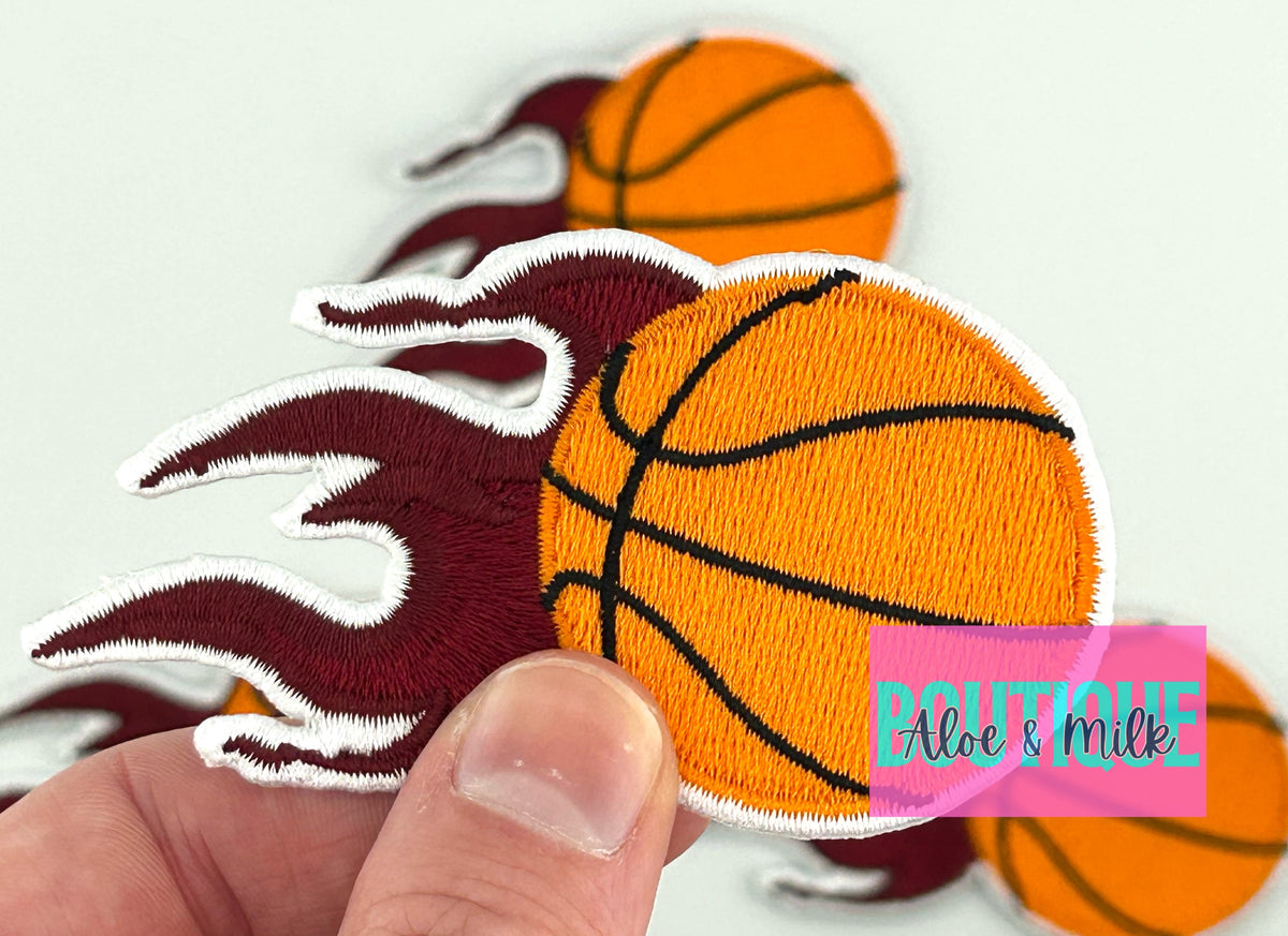 Basketball Patch with flames, basketball patch, game day patch, team patches