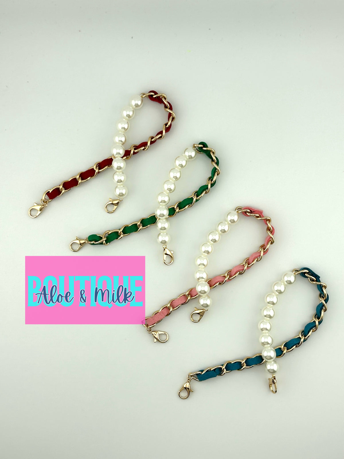 Pearl/Leather Chain, hat chain, pearl hat chain