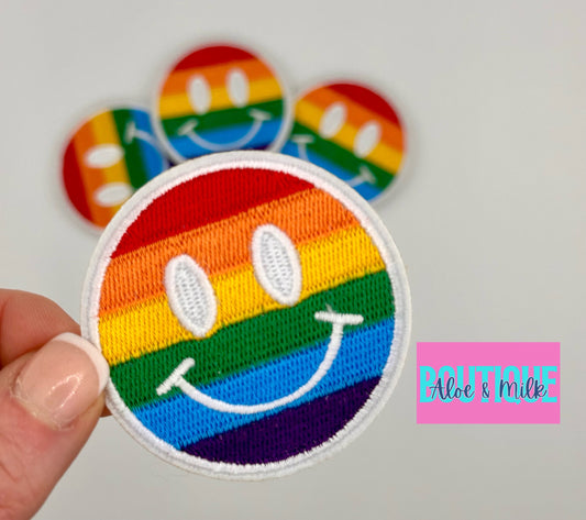 Rainbow Smiley Face Trucker Patch