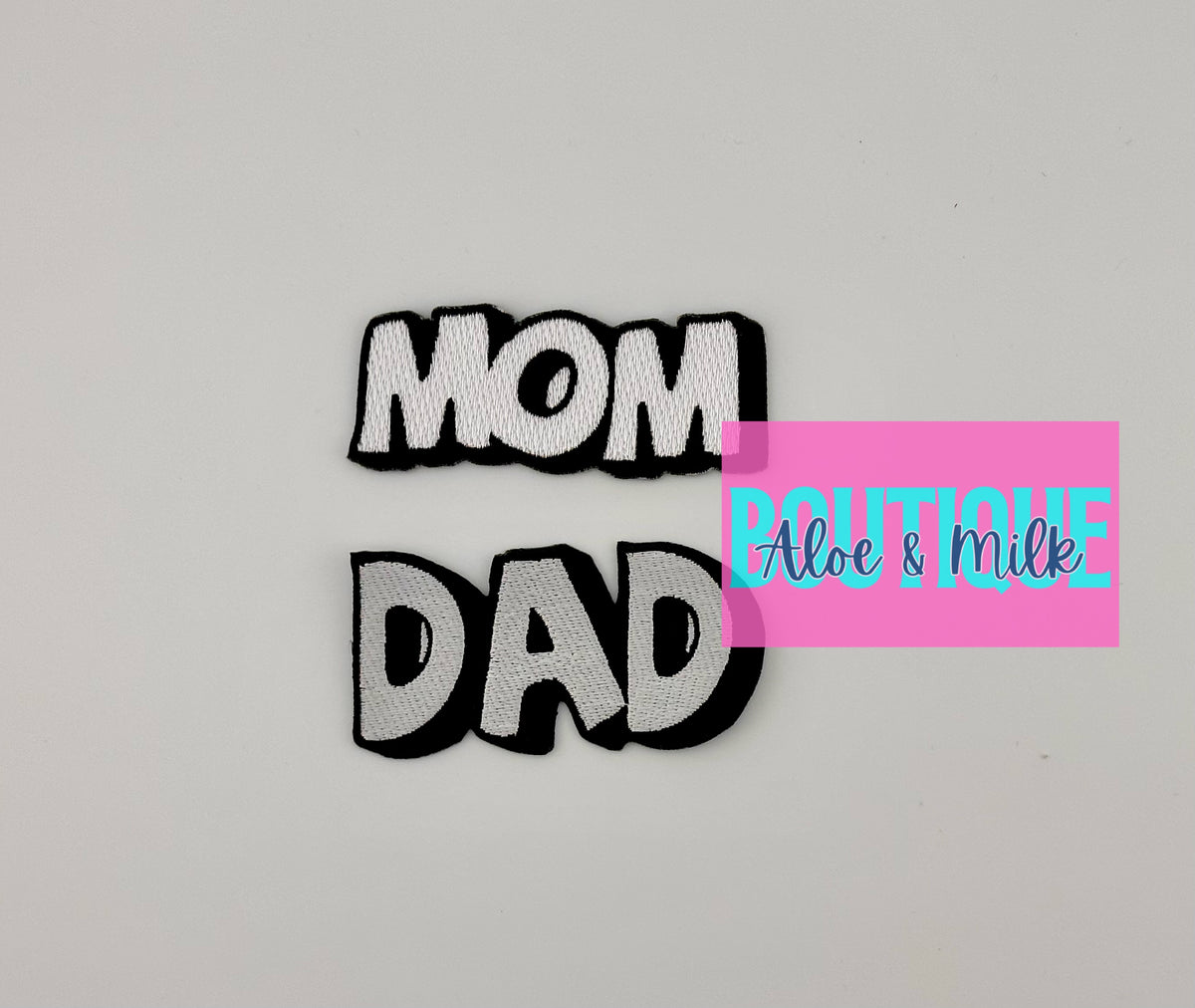 Mom Patch black and white cartoon font
