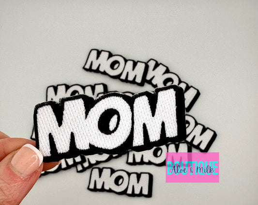 Mom Patch black and white cartoon font