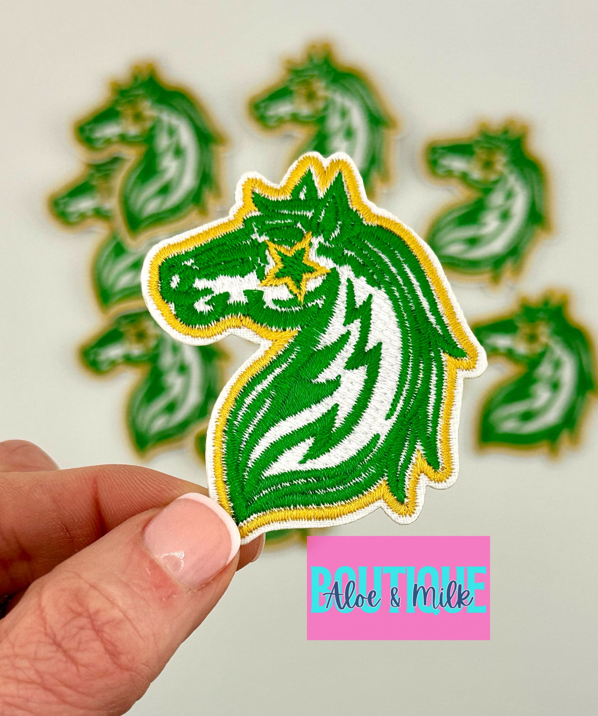 Mascot Mustang, team patches