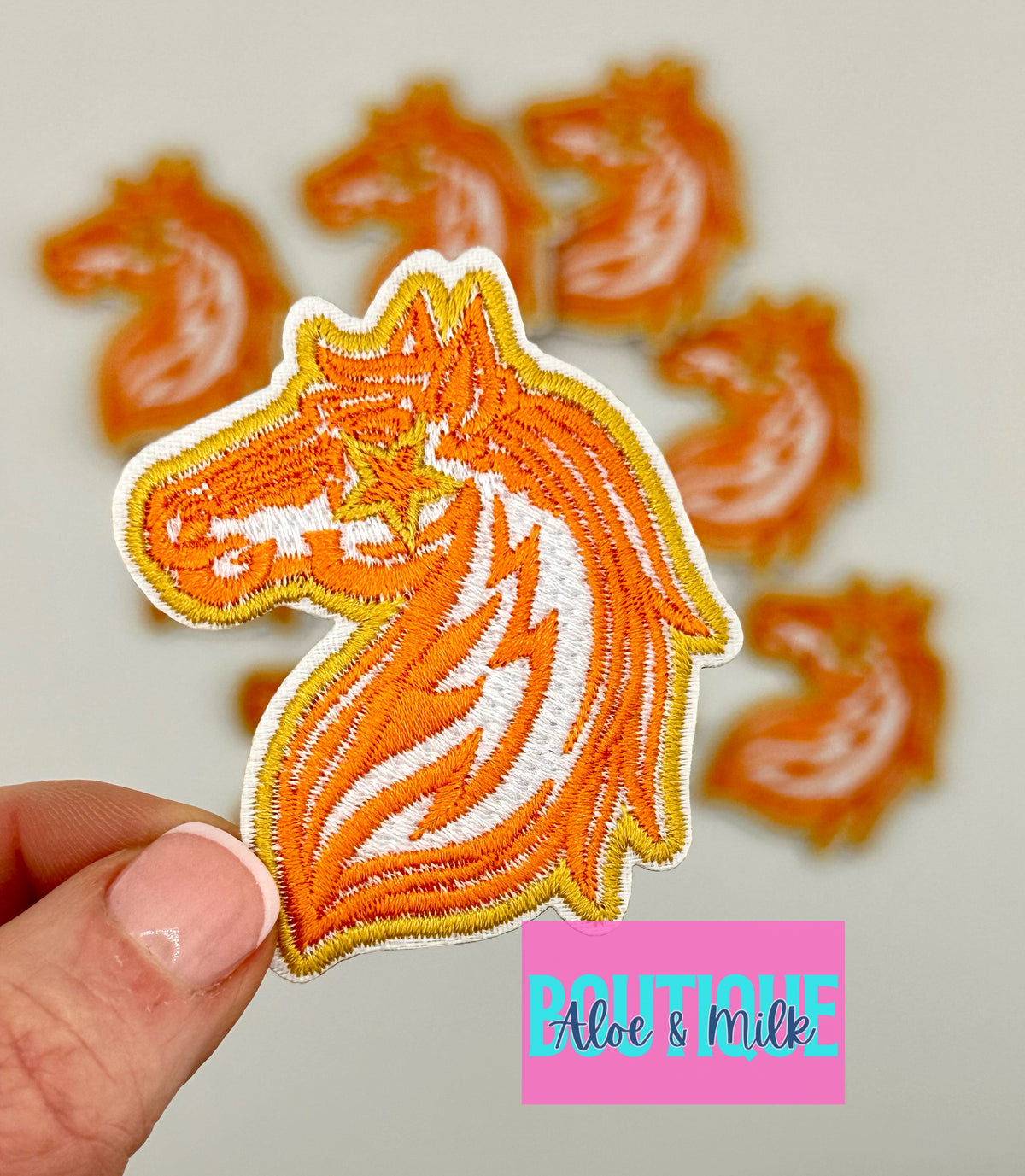 Mascot Mustang, team patches
