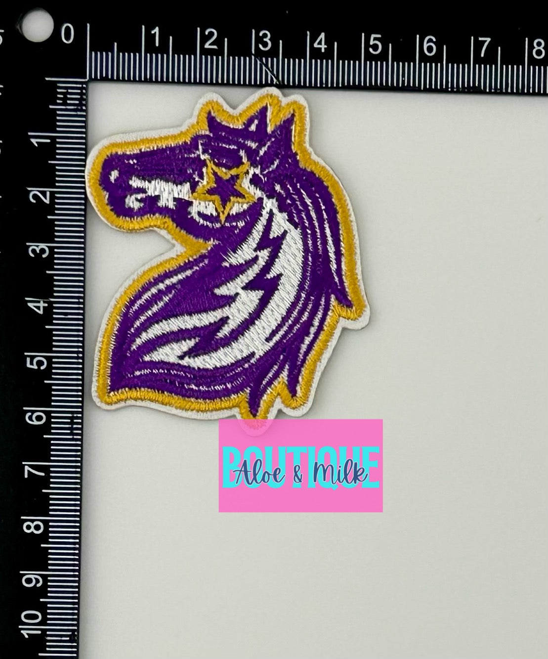 Mascot Mustang, team patches