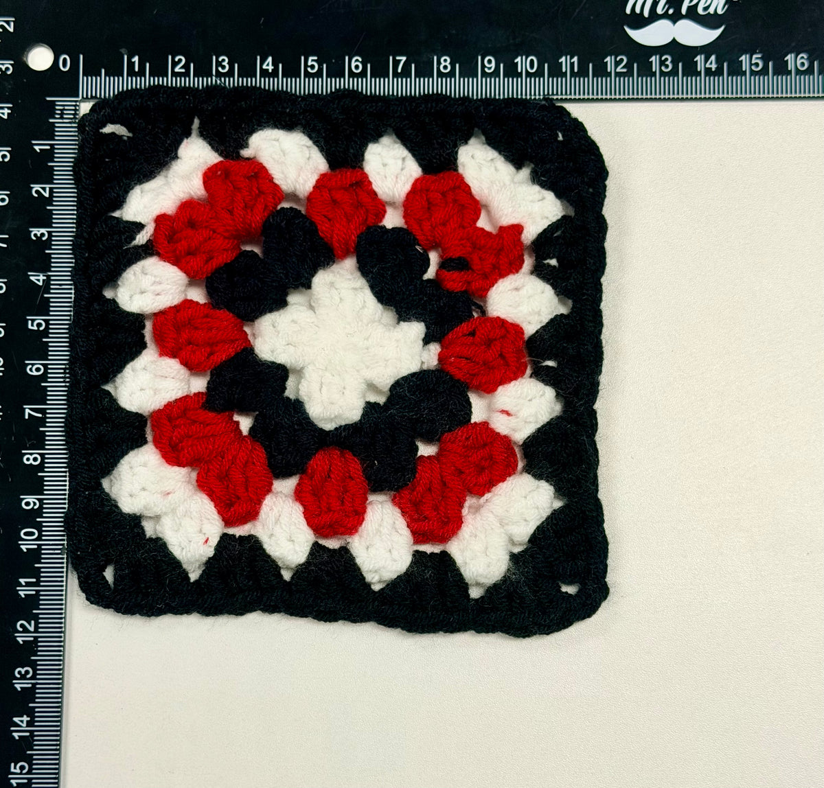 Granny Squares Red, Black, White, crochet granny squares