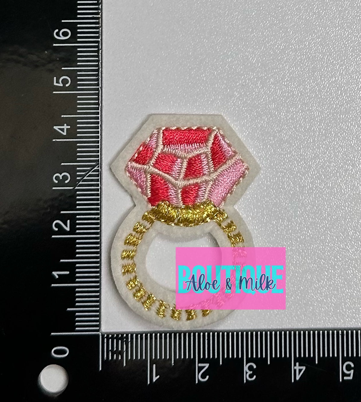 Pink Diamond Ring Iron on Patch