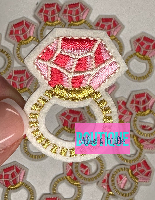 Pink Diamond Ring Iron on Patch