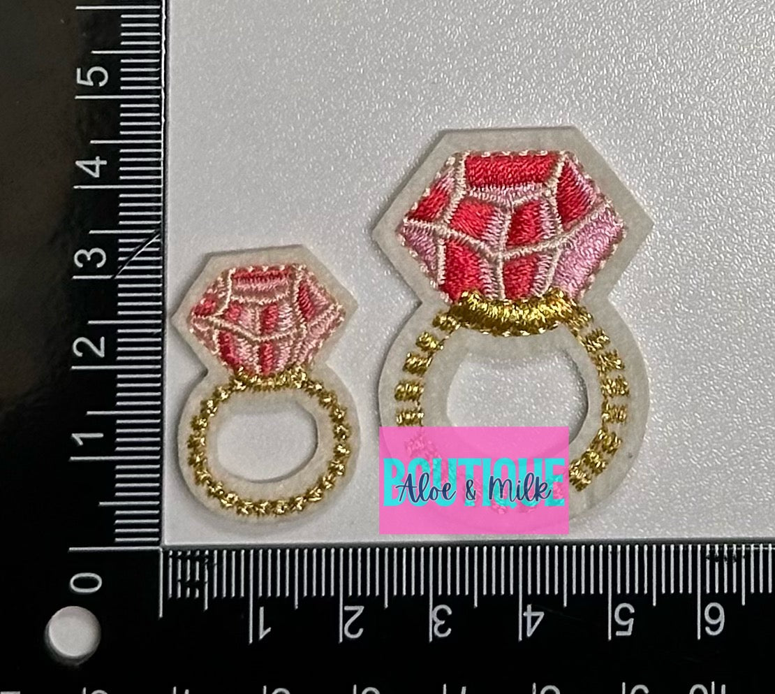 Pink Diamond Ring Iron on Patch