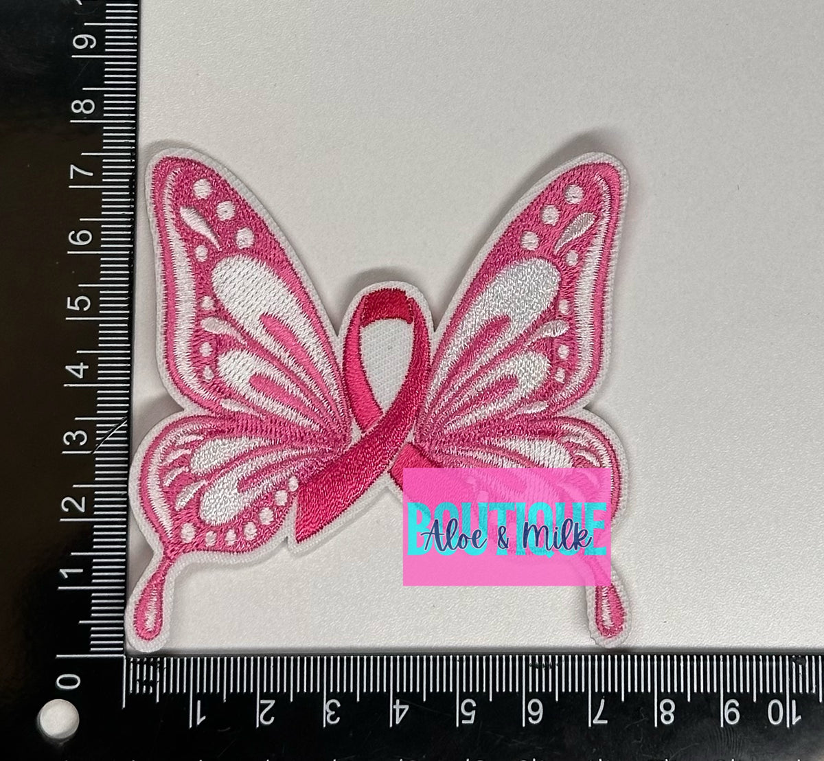 Cancer Ribbon Butterfly, awareness ribbon patch, awareness patches, butterfly patch