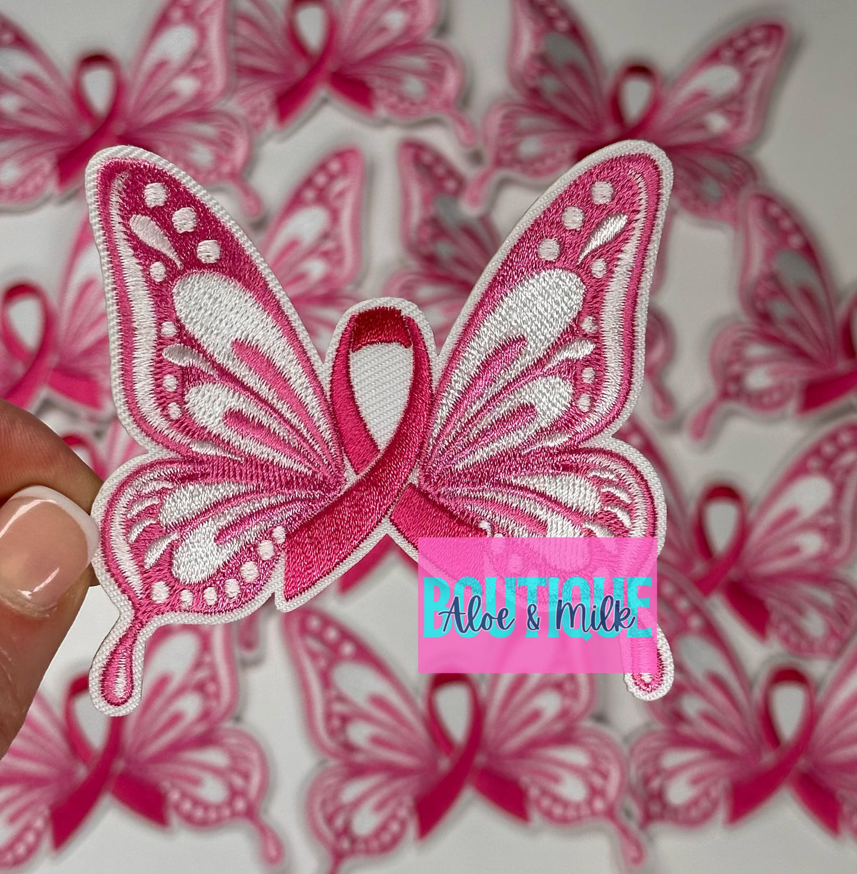Cancer Ribbon Butterfly, awareness ribbon patch, awareness patches, butterfly patch