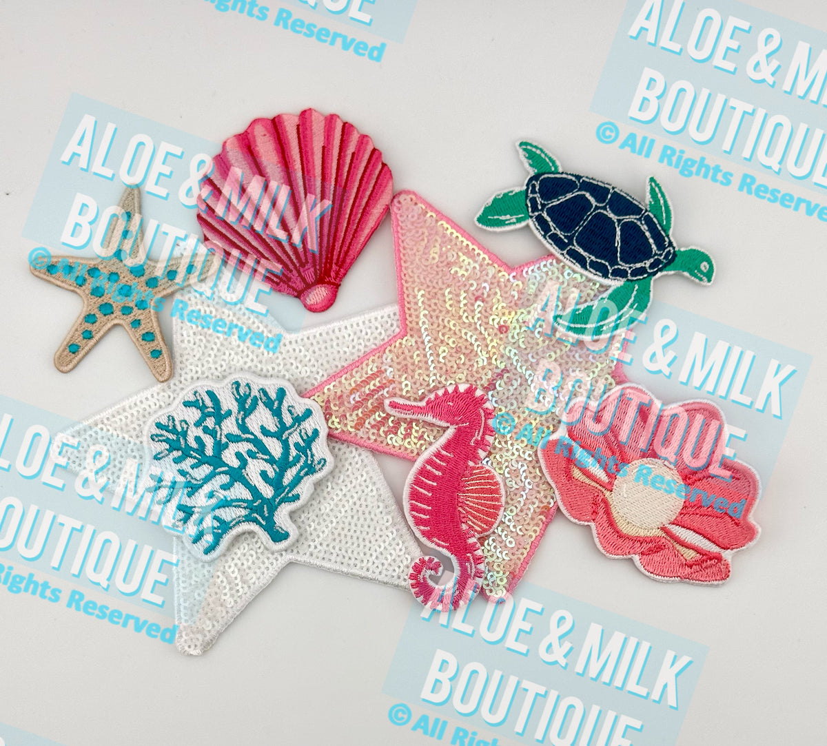 Seashell patch Multi Pink, beach patches, ocean patches
