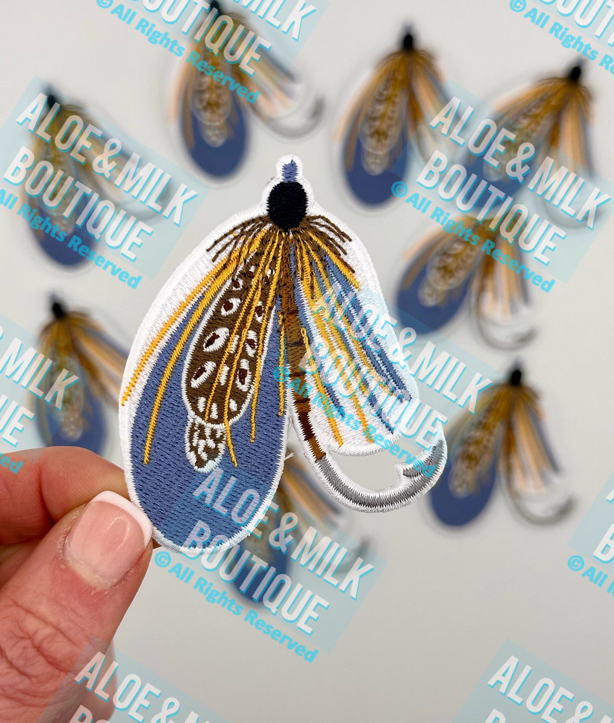 Fly Fish Patch feather accent, fishing patches
