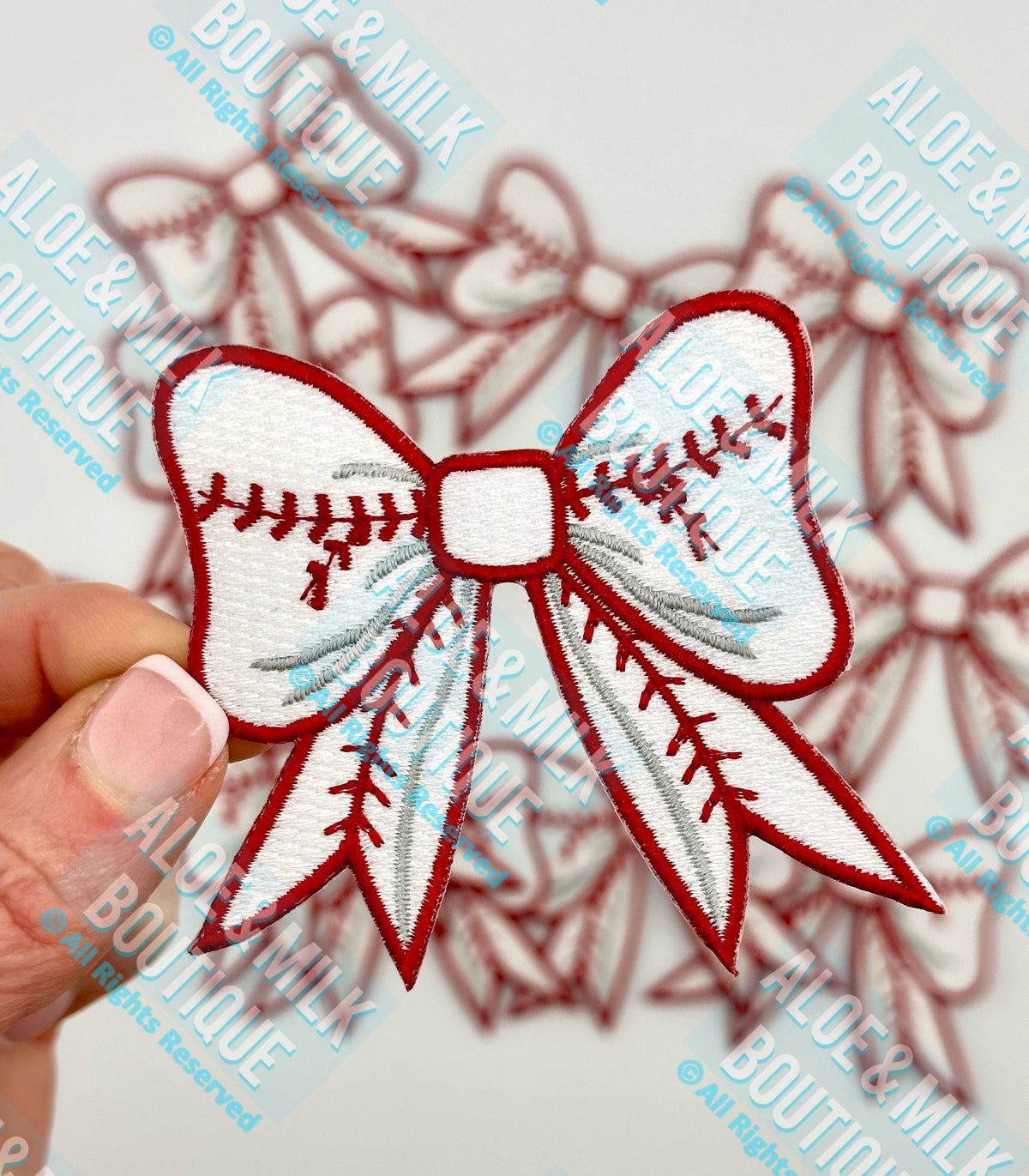 Bow Baseball Patch, baseball bow, game day patches, cheer patch