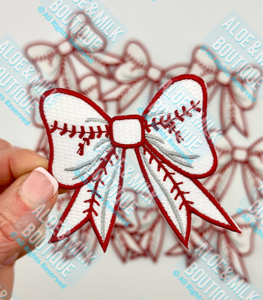 Bow Baseball Patch, baseball bow, game day patches, cheer patch