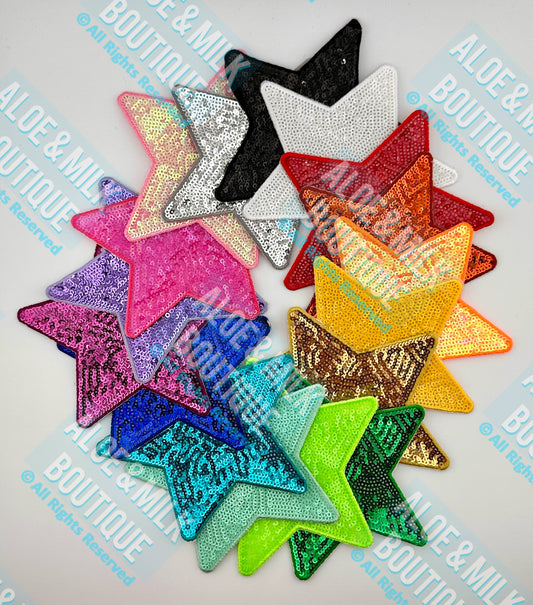 New Sequin Stars, sequin star patch, small and large, dance patches