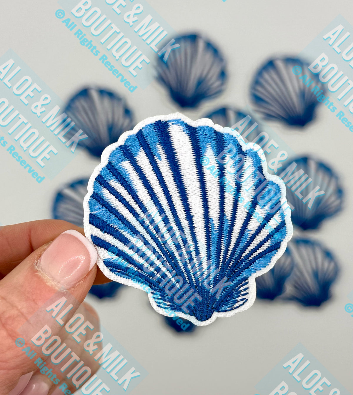 Blue Seashell Patch, blue shell, seashell patches, ocean patches, beach vibes