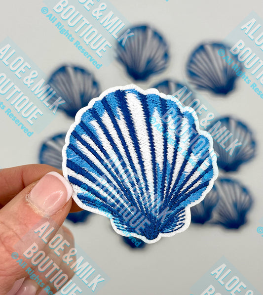 Blue Seashell Patch, blue shell, seashell patches, ocean patches, beach vibes