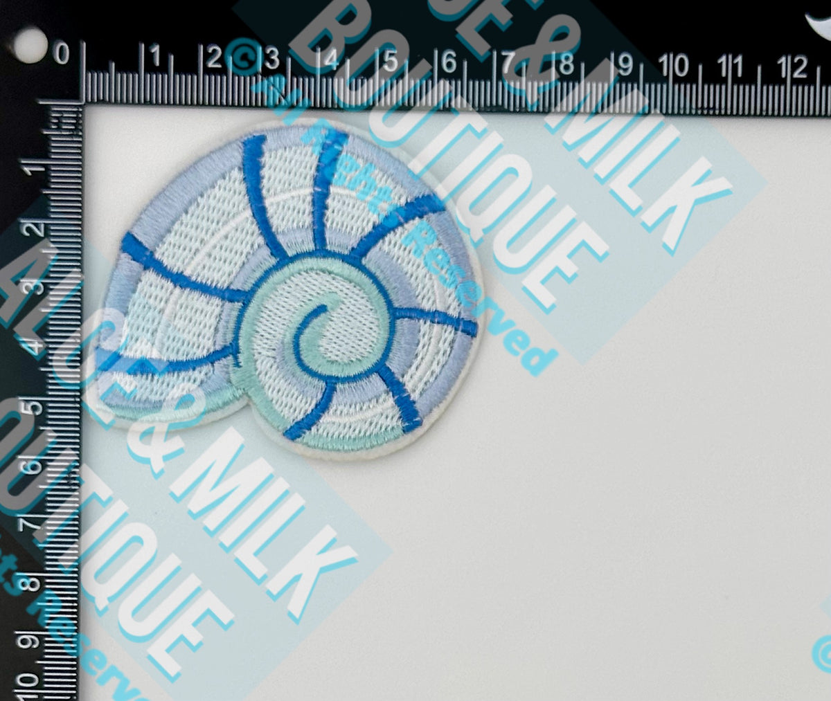Blue Sundial Shell Patch, sundial patch, beach patches, beach vibes