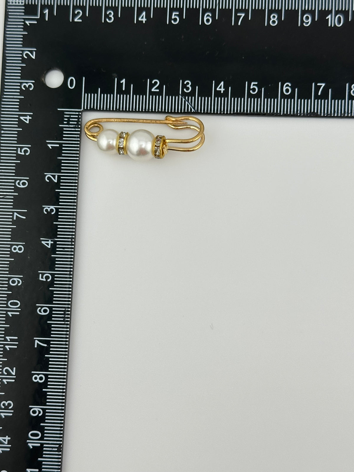 Small Pearl and Rhinestone Safety Pin