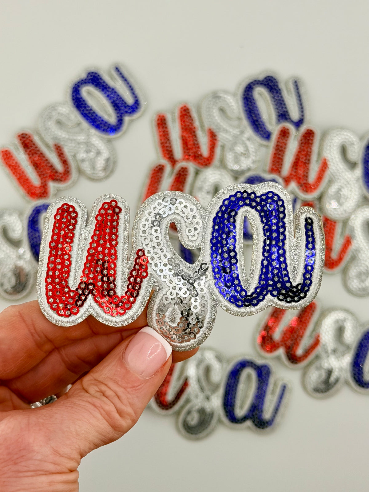 Patriotic Sequin Patches. USA, America, Freedom iron on patches