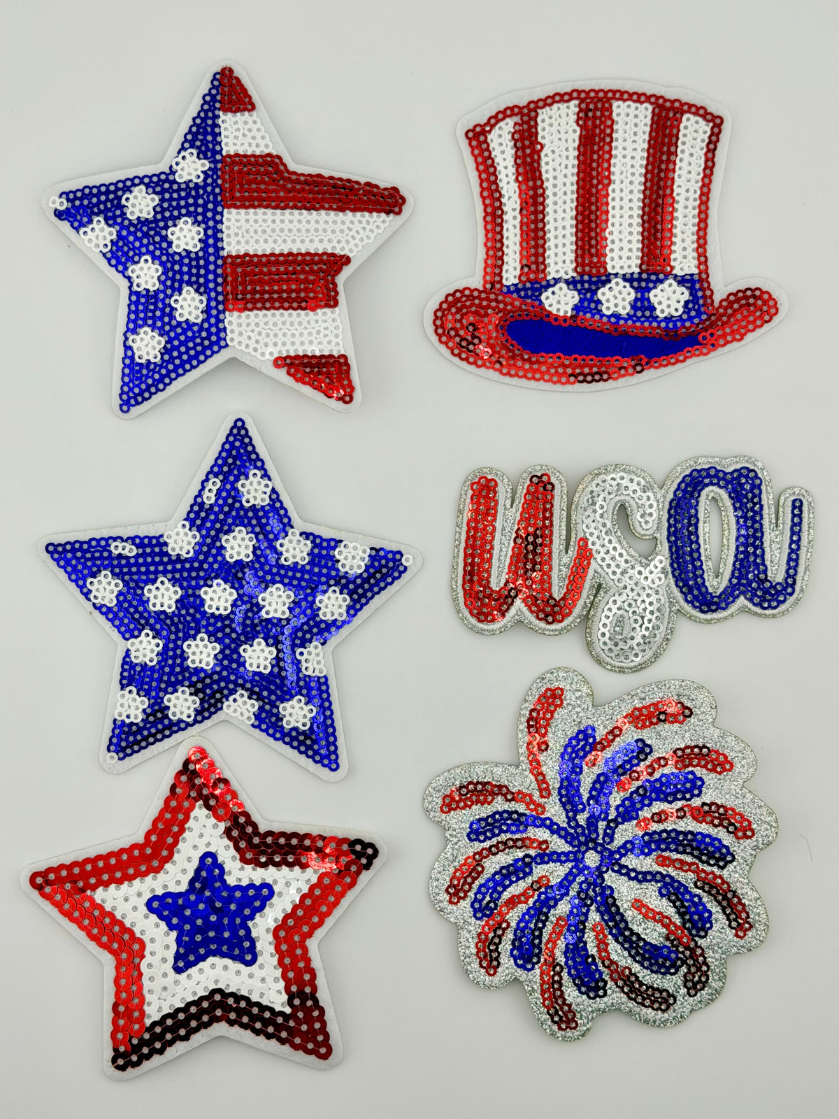 Patriotic Sequin Patches. USA, America, Freedom iron on patches