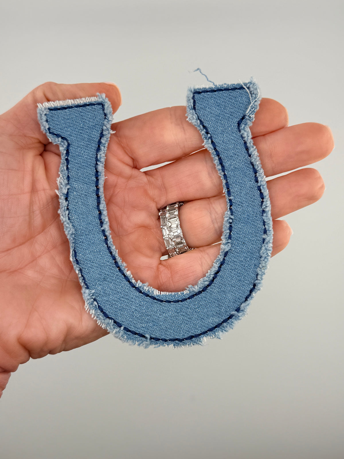 Denim Horseshoe iron on patch