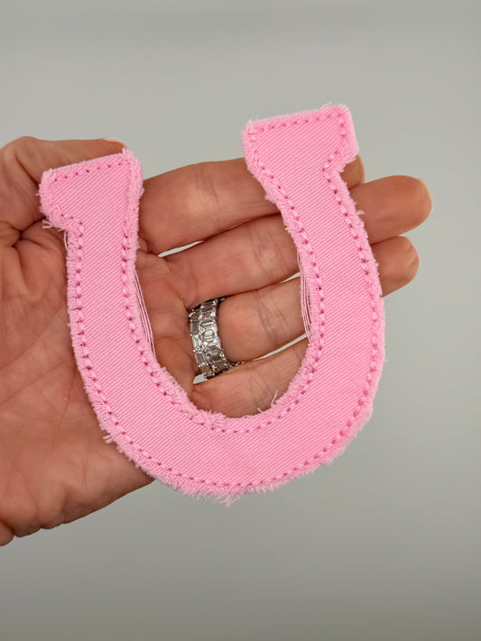 Denim Horseshoe iron on patch