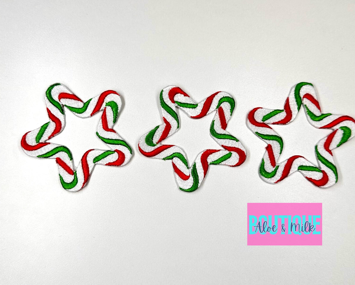Christmas Candy Cane Star, Christmas patches, candy cane patch
