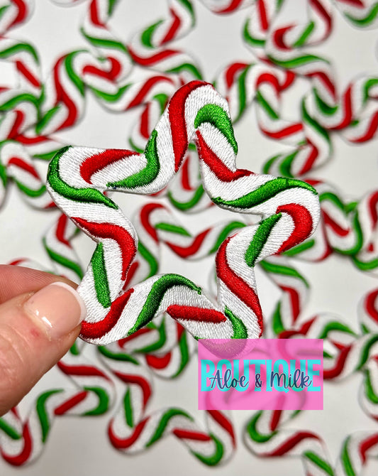 Christmas Candy Cane Star, Christmas patches, candy cane patch