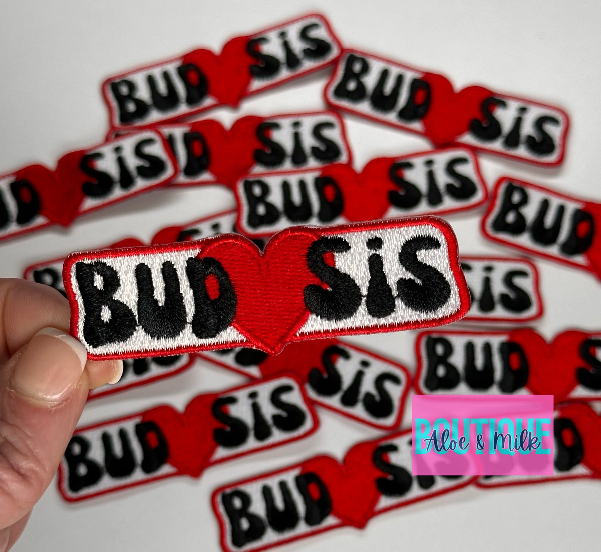 Bud heart Sis, bud and sissy, urban cowboy, urban cowboy patch, love patch