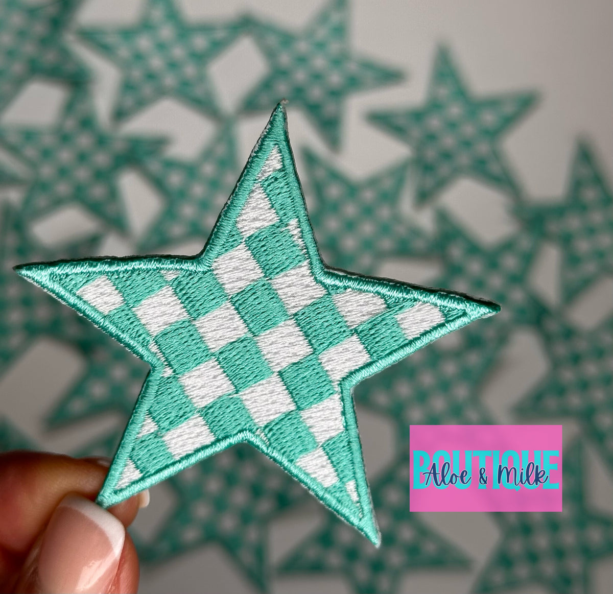 Checkered Star Patch, star patches, game day patches, star patch, checkered patches, cheer patch