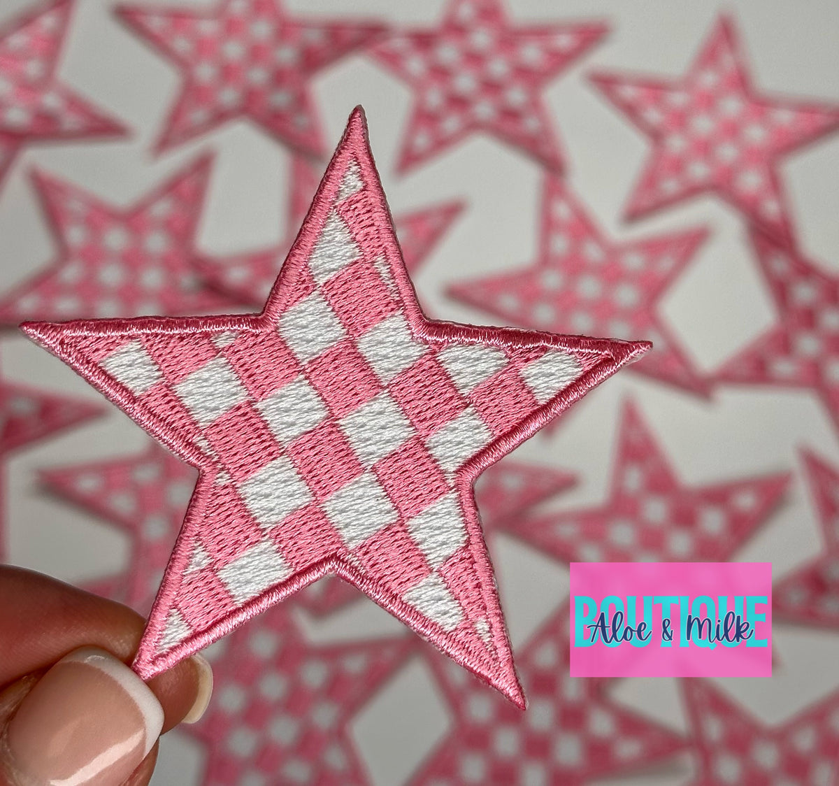 Checkered Star Patch, star patches, game day patches, star patch, checkered patches, cheer patch