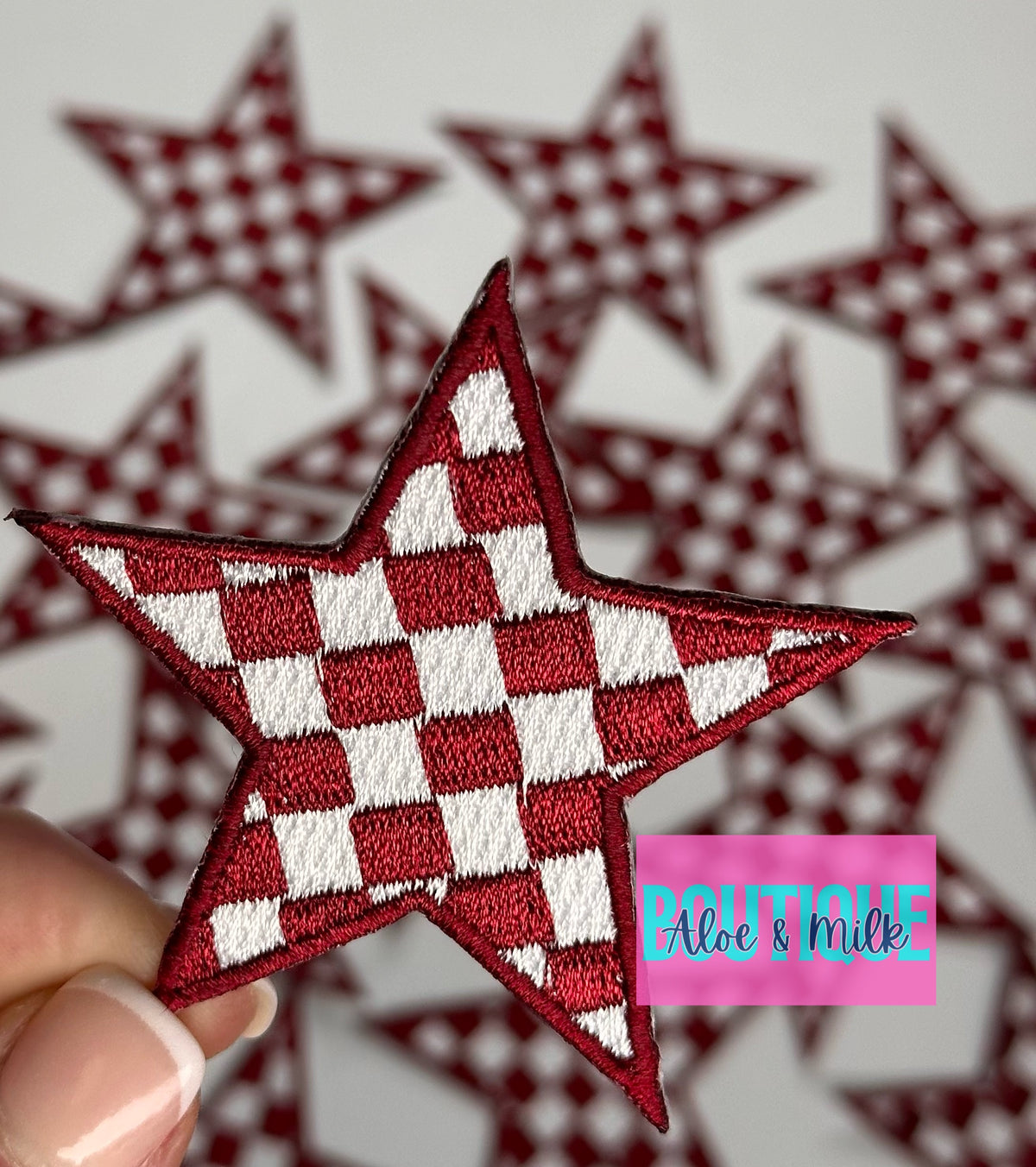 Checkered Star Patch, star patches, game day patches, star patch, checkered patches, cheer patch