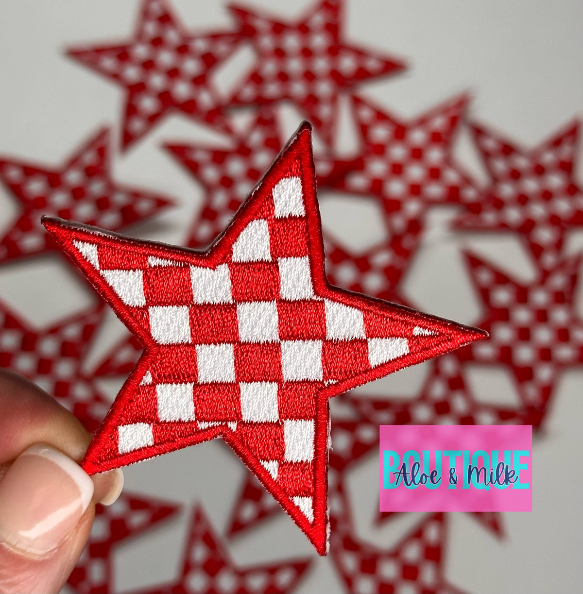 Checkered Star Patch, star patches, game day patches, star patch, checkered patches, cheer patch