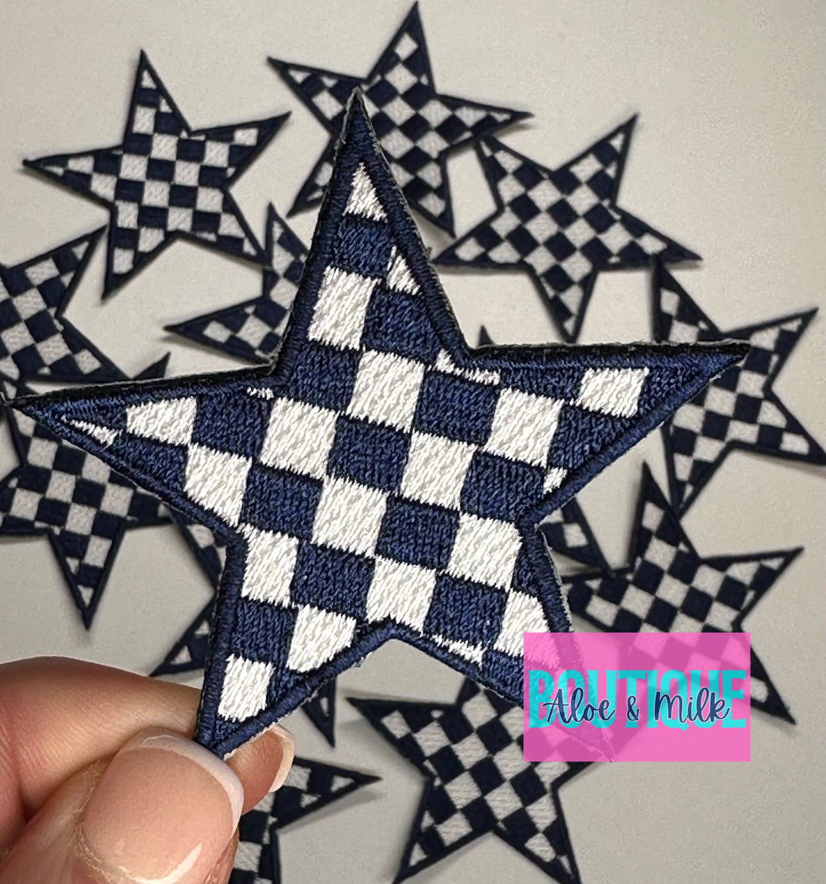 Checkered Star Patch, star patches, game day patches, star patch, checkered patches, cheer patch
